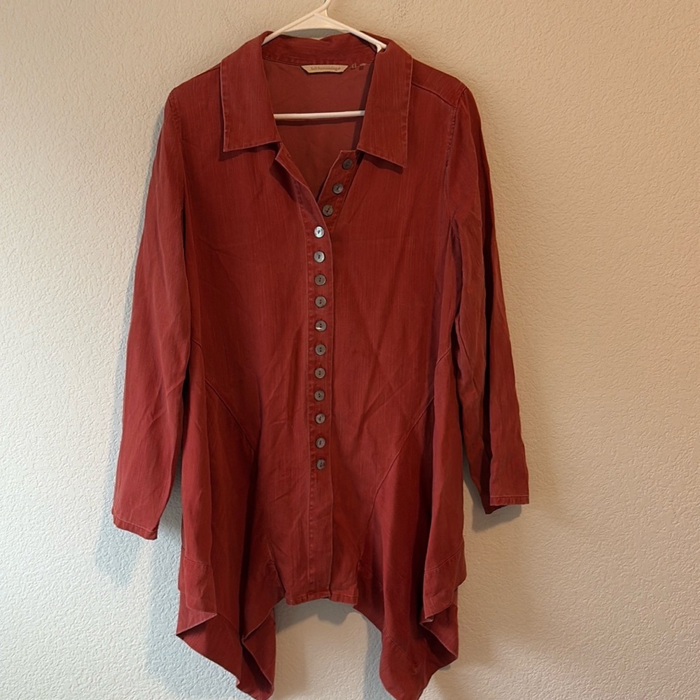 Soft Surroundings Medium Rust Asymmetrical Shirt/… - image 1